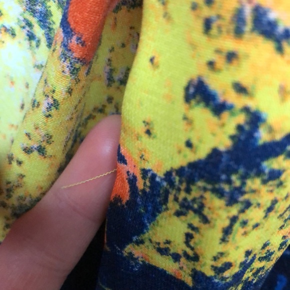 Betsey Johnson flowy bright neon shirt floral design Sz S tie back waist - Picture 7 of 7